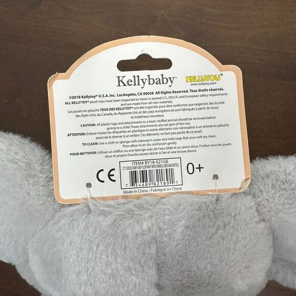 2018 KellyToy KellyBaby Elephant 12" Plush Stuffed Animal Crinkle Ear Rattle - Picture 5 of 12